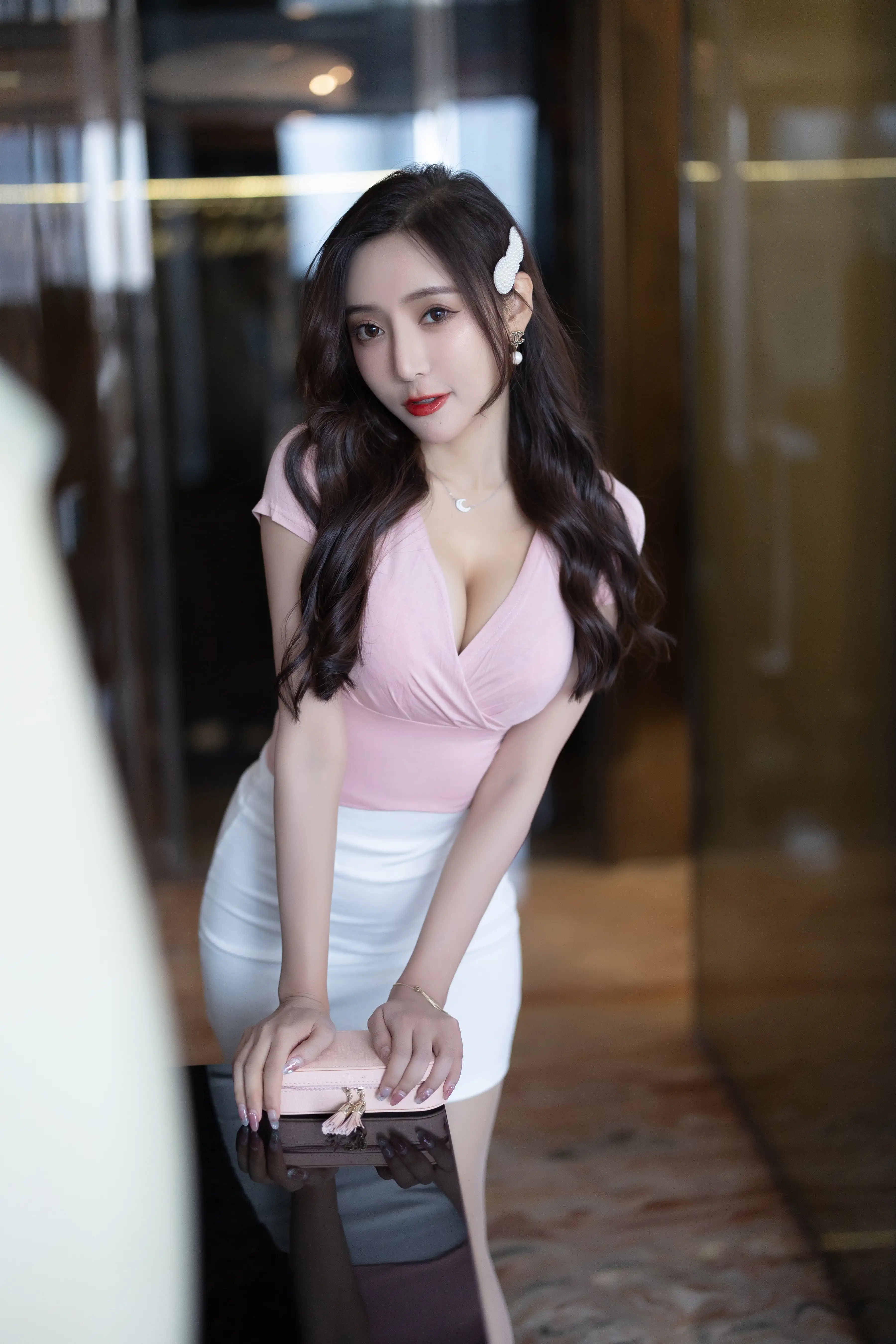 王馨瑶_NO.018_内购无水印_NO.4173_粉色上衣白裙_ - M940.COM 内部私购-第4张